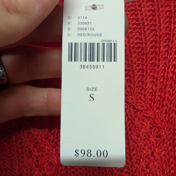 Rosie Neim Rosie Neira Anthropologie (Small) Red Knit Linen Blend Sweater NWT - Picture 4 of 8